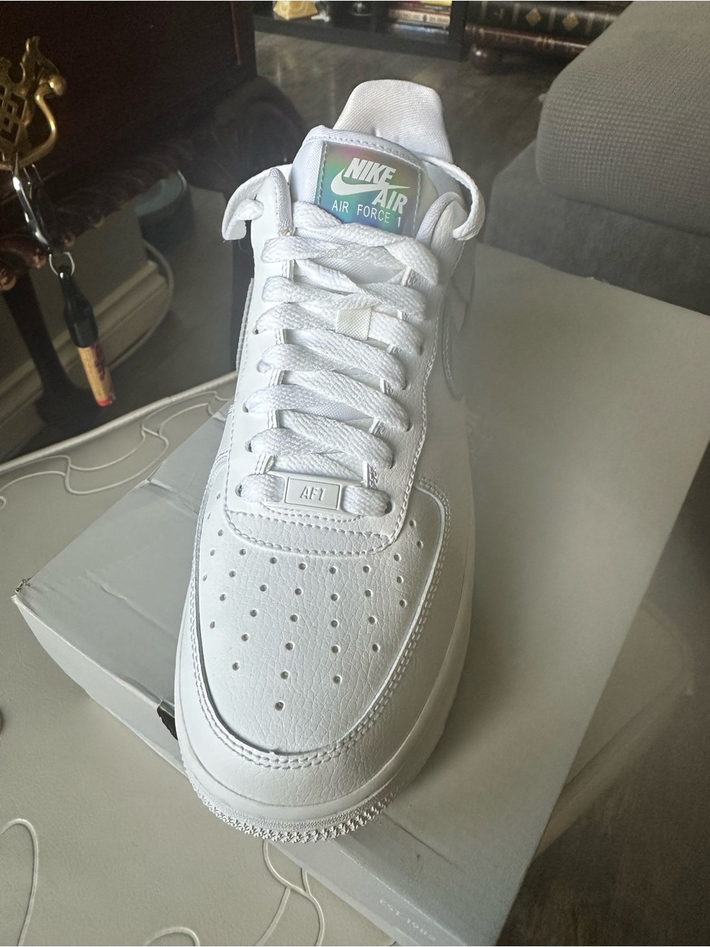 Nike Air Force 1 Low - White with Iridescent Swoosh - Picture 5 of 8
